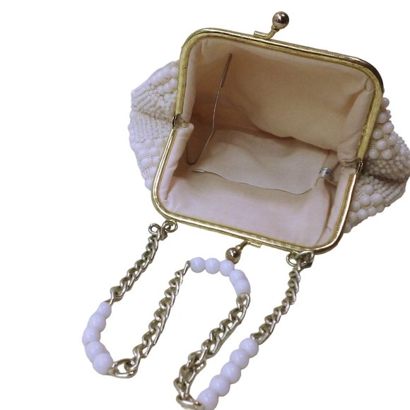 Vintage 60s-70s John Wind Hong Kong Beaded Evening Handbag 9x7 Hinged KissLock - Picture 8 of 14